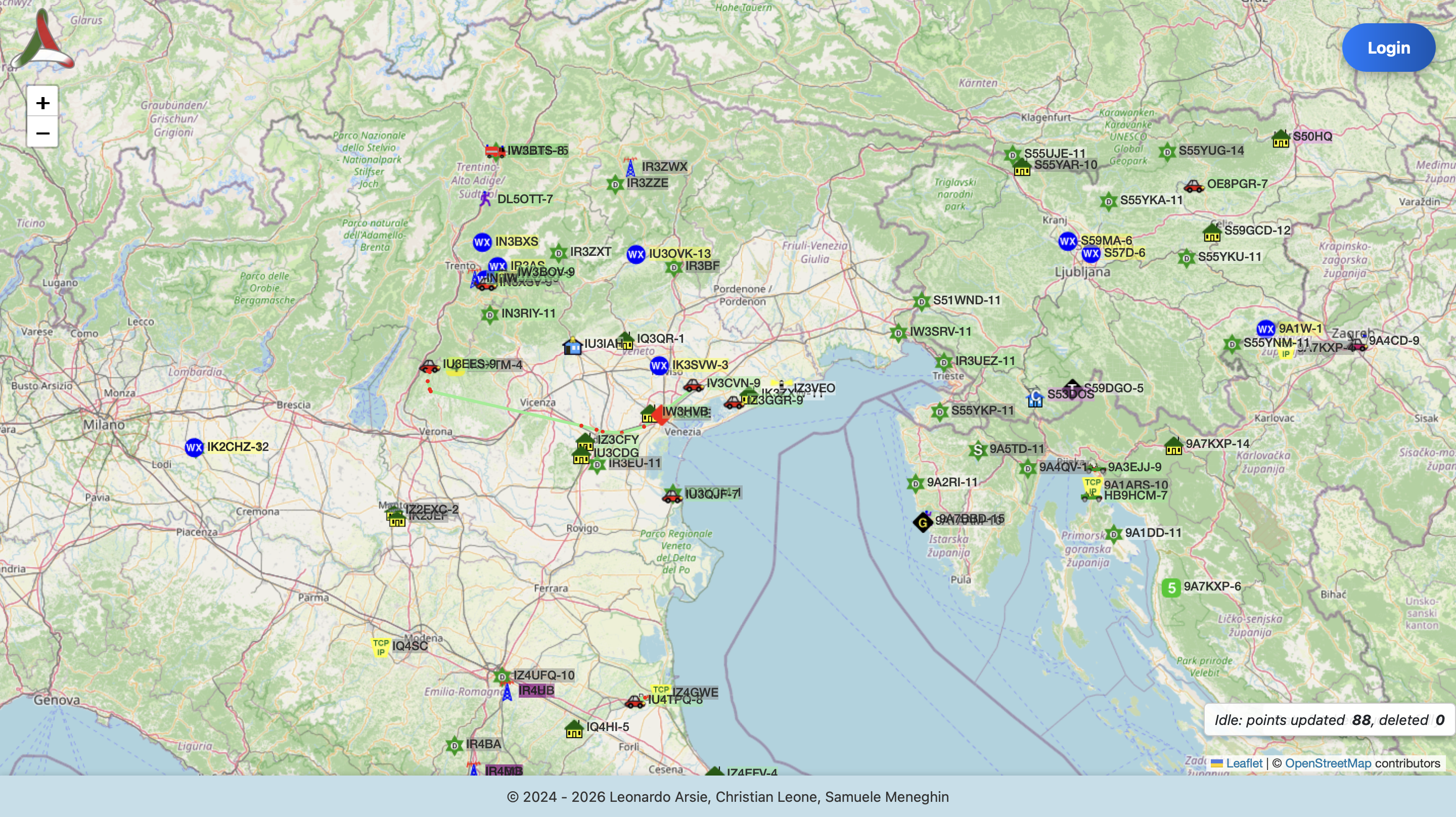 Mappa live APRS con telemetria e posizioni radioamatoriali